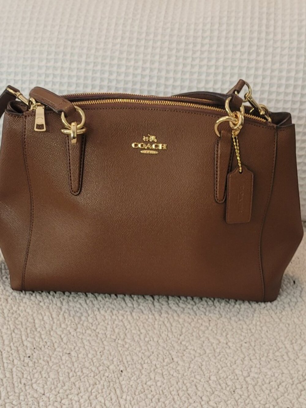Coach Small Christie Carryall in Cross-Grain Leather Color is "Saddle 2" NWT - Picture 7 of 12